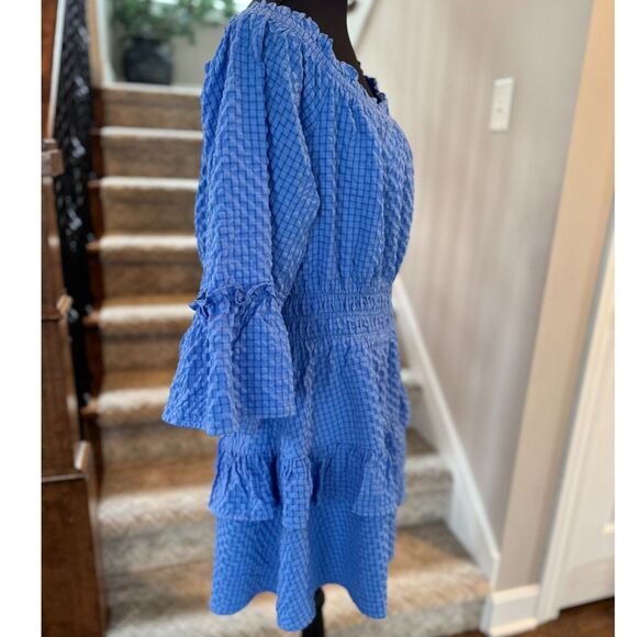 💙 Le Lis Textured Off-Shoulder Boho Dress Balloon Sleeve Size XL - Picture 3 of 6